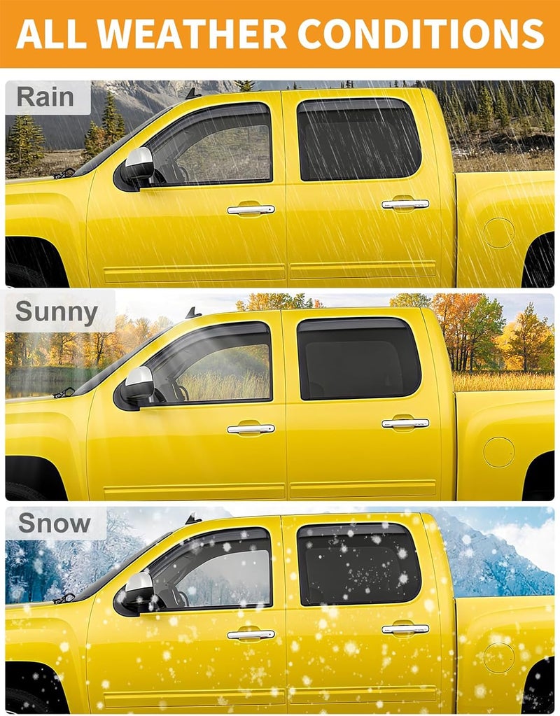 Deejecsun in-Channel Window Rain Guards Fit for Ford F150 2021-2026 SuperCrew Truck Rain Guard Side Window Visor Durable Window Deflectors Vent Visors Vent Shades Car Accessories - 4 pcs - Image 5